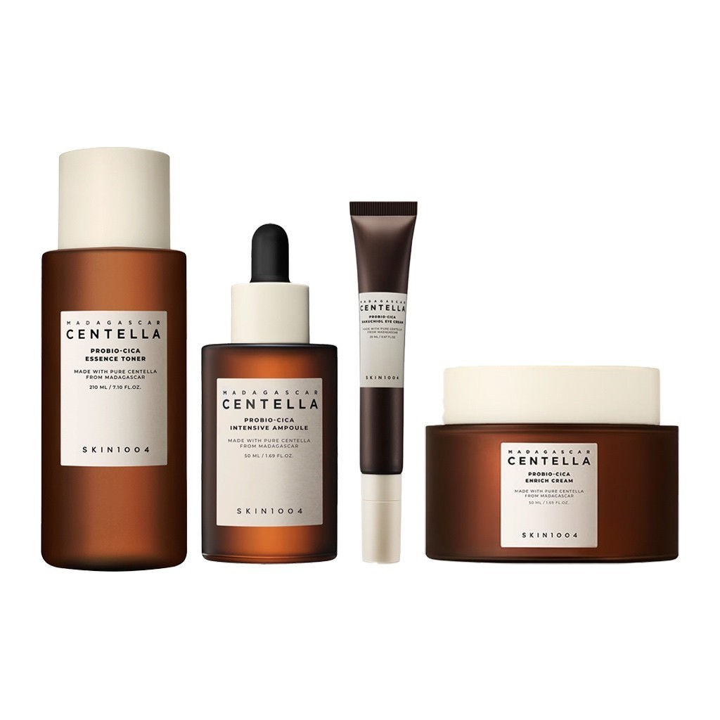 skin1004 Madagascar Centella Probio-Cica Skincare Series (Toner 210ml/Ampola/Creme Facial 50ml Para Os Olhos 50ml) em Oferta na Shopee