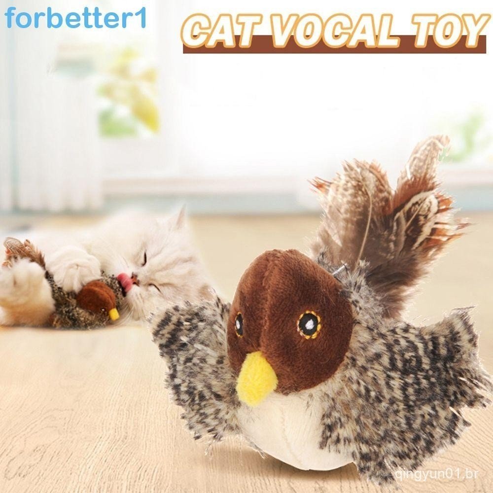FORBETTER Simulação Pássaro Animal De Estimação Interativo Para Gato Suprimentos Animais Acessórios Brinquedo Som De Pel