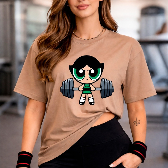 Camiseta Fitness Feminina Oversized Super Poderosas Algodão 100% Fio 30.1 Blusa Gym Treino Casual