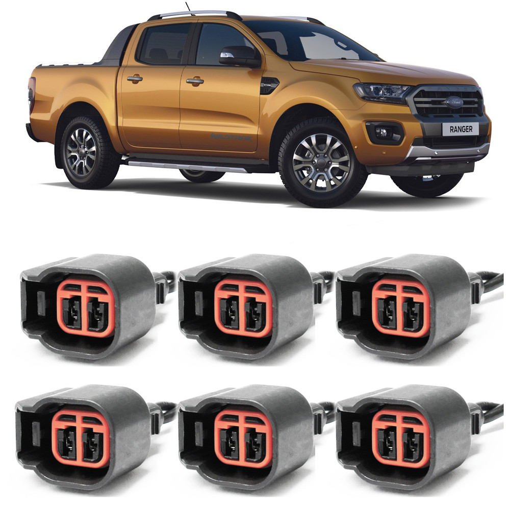 Kit 6 Plug Conector Chicote Bico Injetor Ford Ranger Flex Ecosport Focus Fusion - 6 X