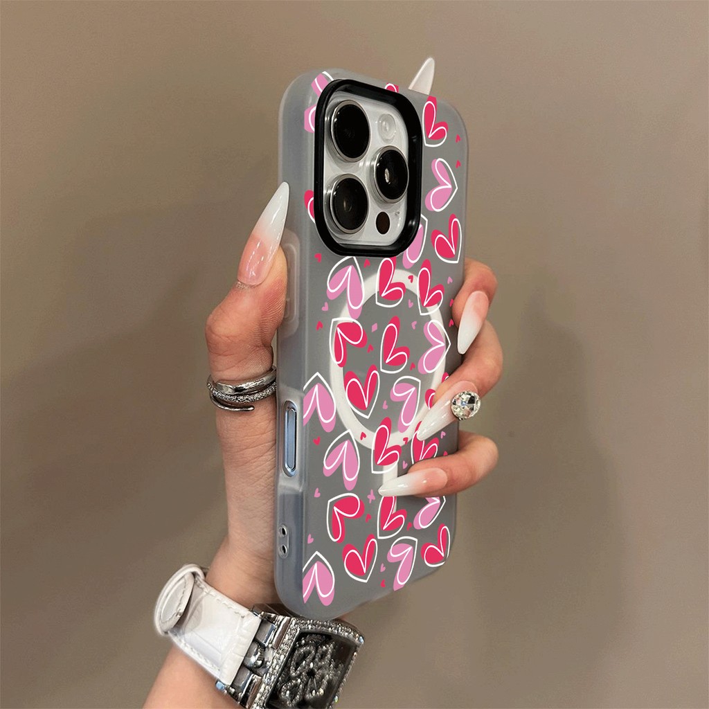 Corações por toda parte, esquema de cores de geleia, Modelos compatíveis iPhone  11 12 13 14 15 16 17 Pro Max 17AIR