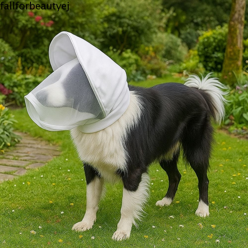FALLFORBEAUTYEJ Capacete Para Cães , Máscara Protetora De Malha Respirável Véu Protetor Anti-Mordida