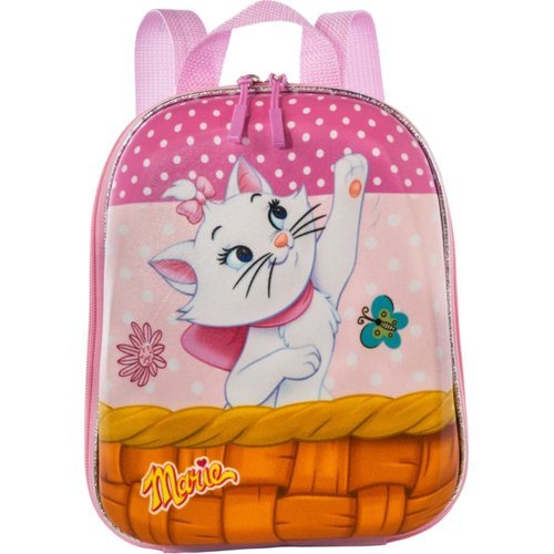 Mochila Infantil Gatinha Marie Estampa Rosa Pequena Escolar Passeio Leve