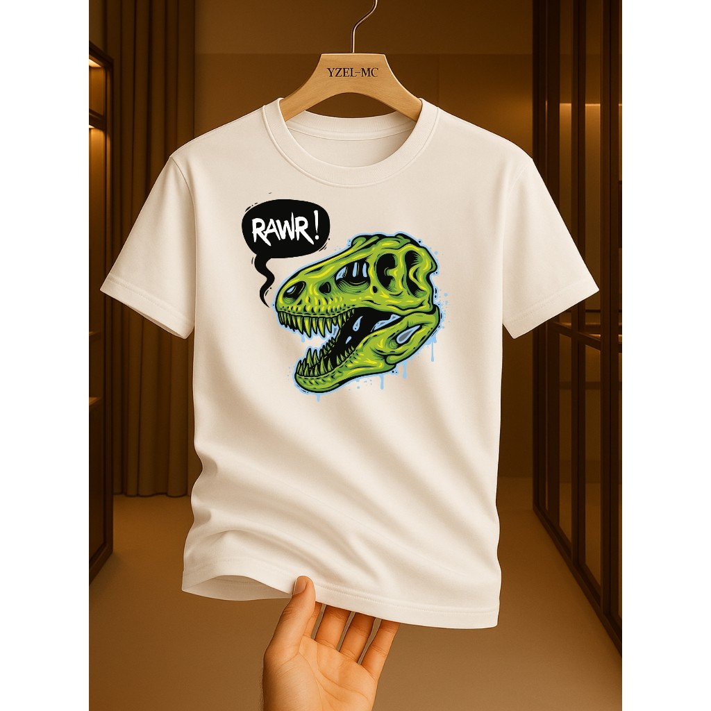Camiseta infantil Dinossauro Esqueleto Caveira 100% algodão Dino Tiranossauro Rex T-Rex