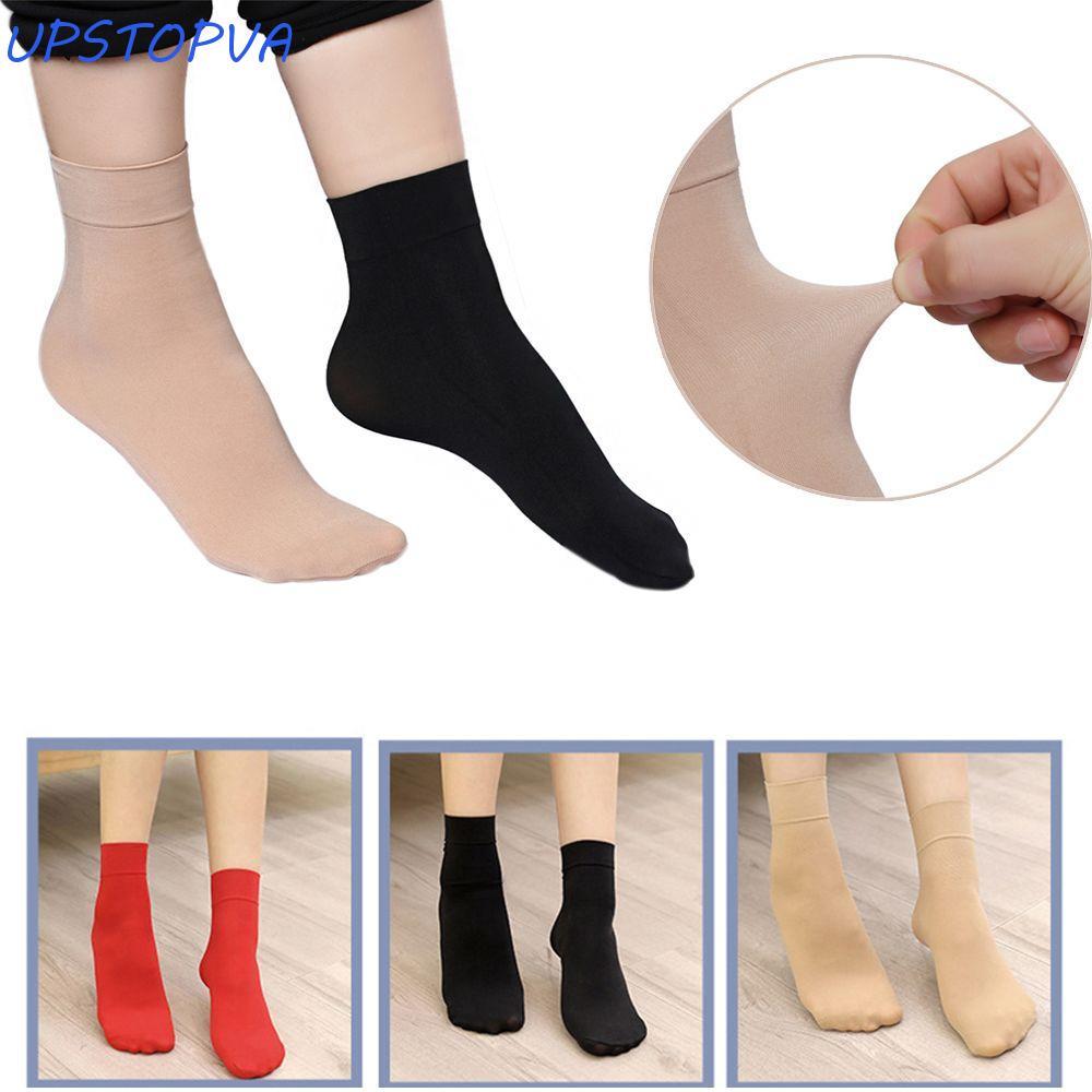 Meias De Tornozelo De Nylon Upstopao , 1/5 Pares De Boca Larga De Cor Sólida , Confortáveis De Comprimento Quente Para I