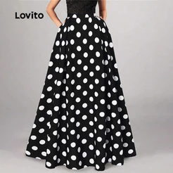 Lovito Saias Boho Saia De Bolinhas Pom Para Mulheres LNL69117