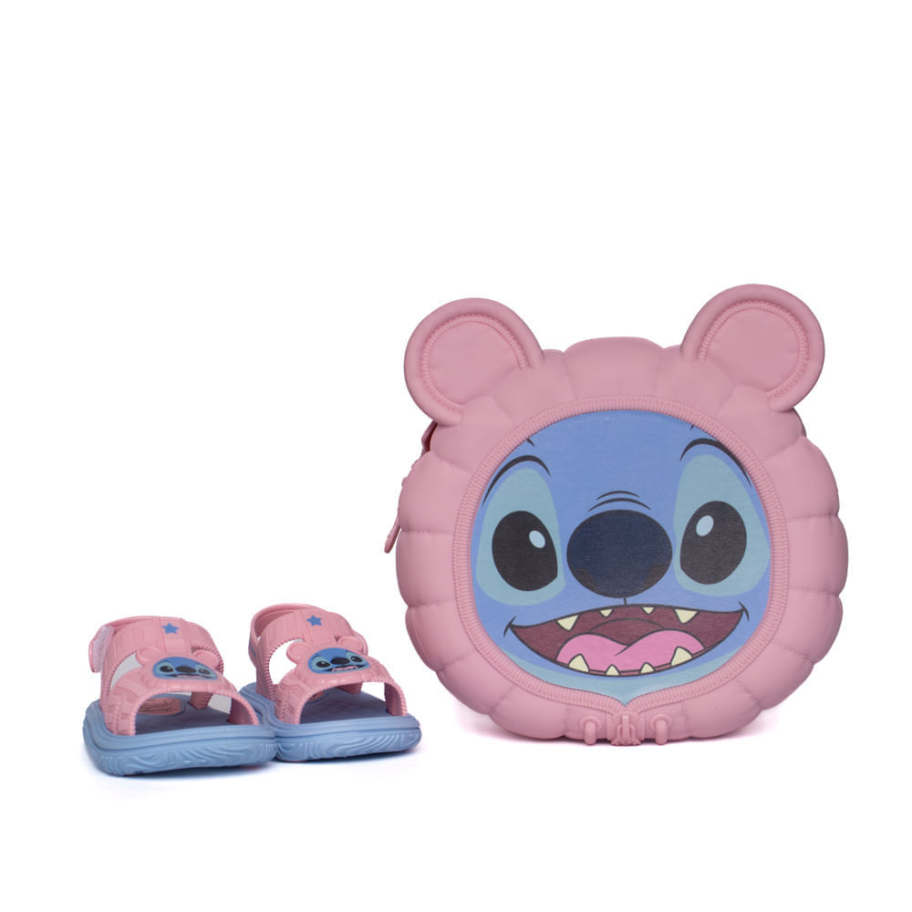 Sandália Infantil Grendene Disney Stitch Puff Bag Rosa/azul