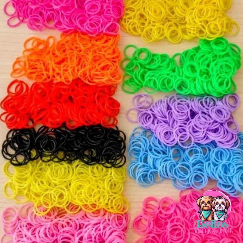 400 ELÁSTICOS LISO (2 CORES) PENTEADO PET BANHO E TOSA. em Oferta na Shopee