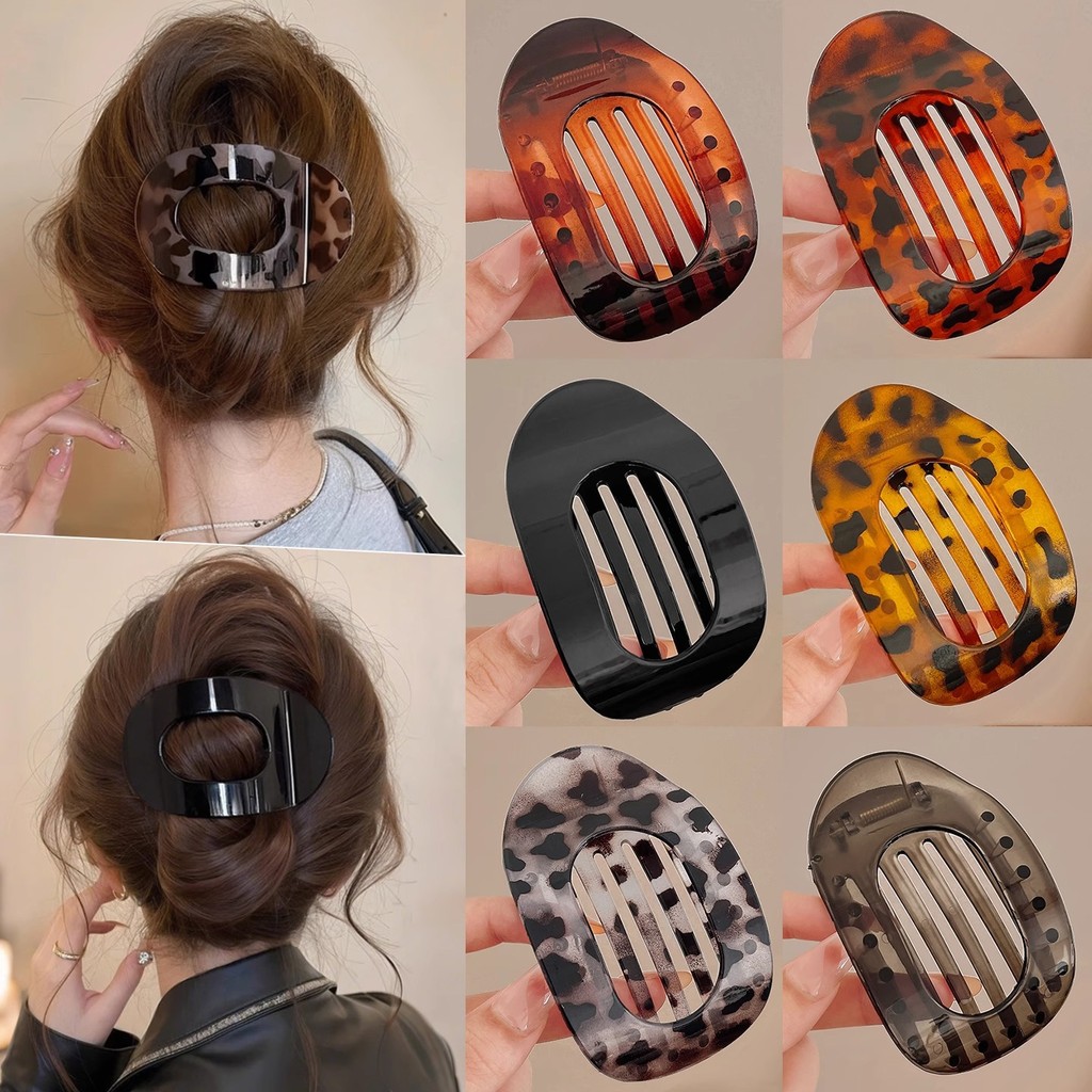 Atacado Sem Pitada Plana Redonda Grampos De Garra De Cabelo Luxo Antiderrapante Para Mulheres Cabeça Traseira Coque