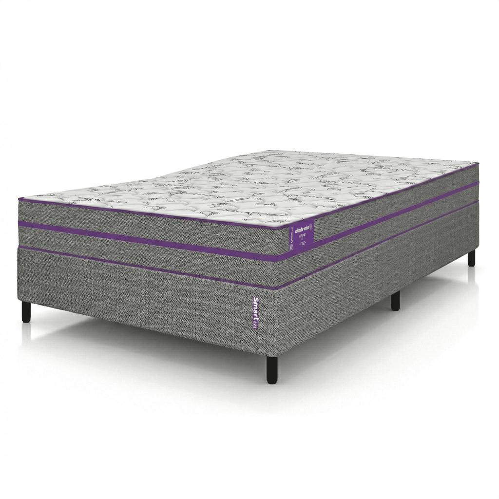 Colchão Casal D33 EXTRA FIRME 138x188X24 Ortovip Ortopédico Cinza e Branco SmartZzz By Plumatex