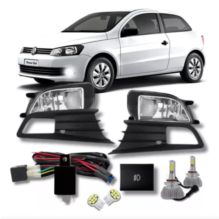 Kit Farol Milha Gol G6 2013 2014 2015 2016 Super Led E Pingo Branco