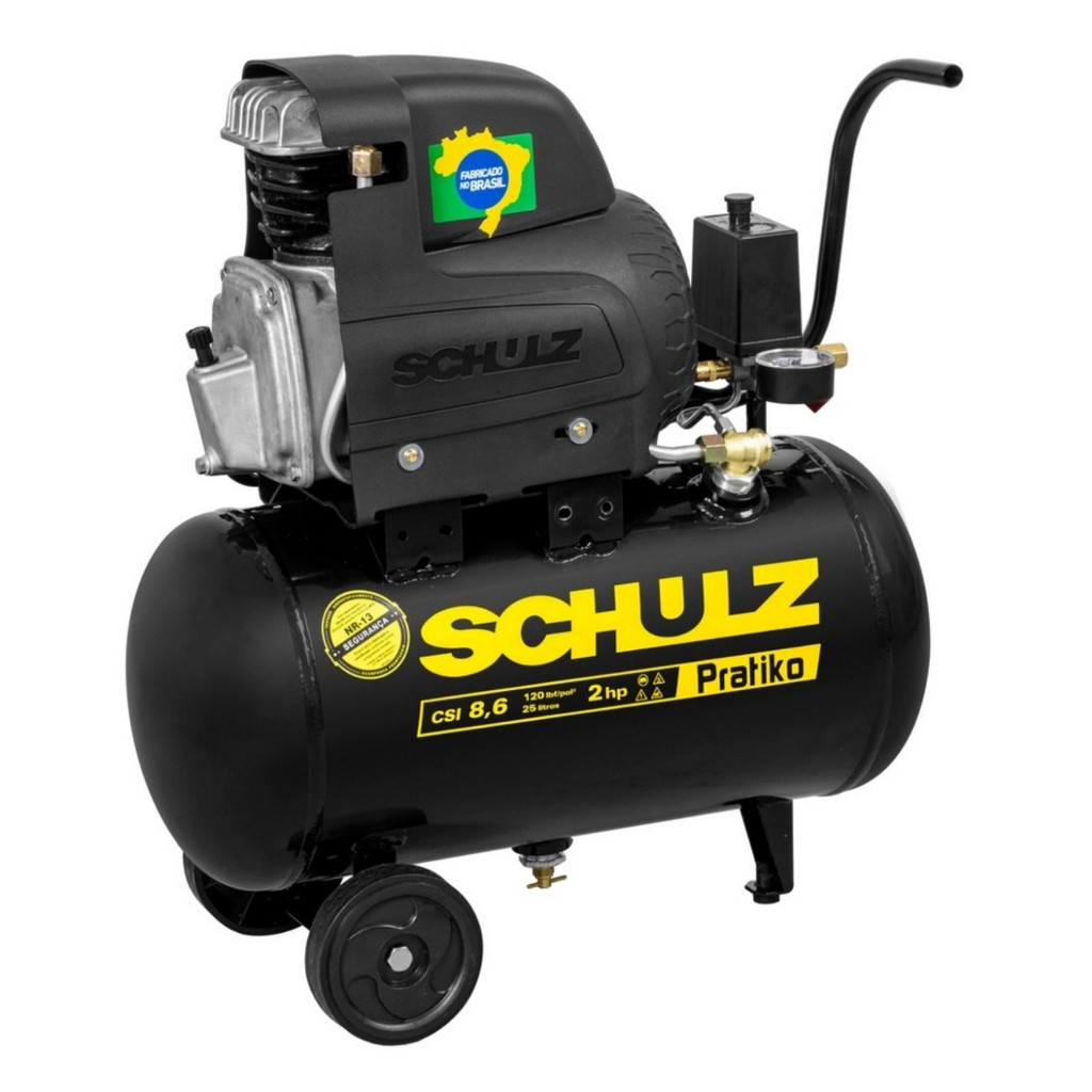 Compressor De Ar 8,6 Pés 25 Litros 120 Libra 110v Csi Schulz