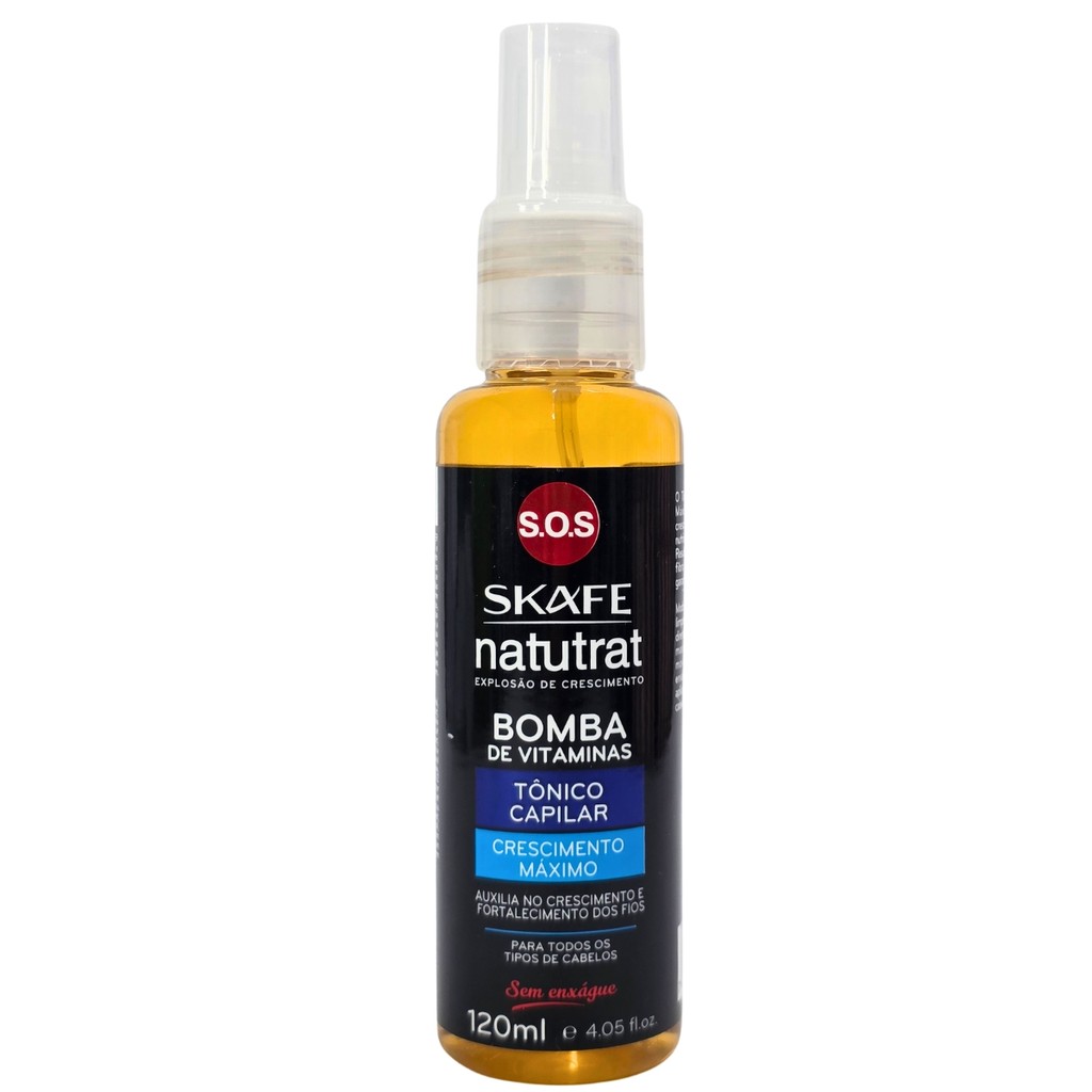 Tônico Capilar Crescimento Máximo Bomba de Vitaminas Natutrat S.O.S Skafe 120ml