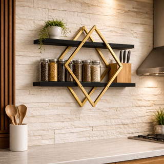 Nicho Industrial de Parede Rubi Moderno Com 2 Prateleiras Nicho Desing Decorativo