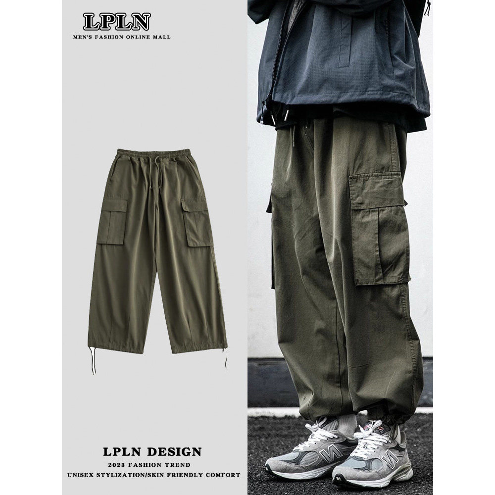 LPLN Street Wear solto calças magras macacão masculino primavera Harem cordão reto All-Match cordão calças casuais