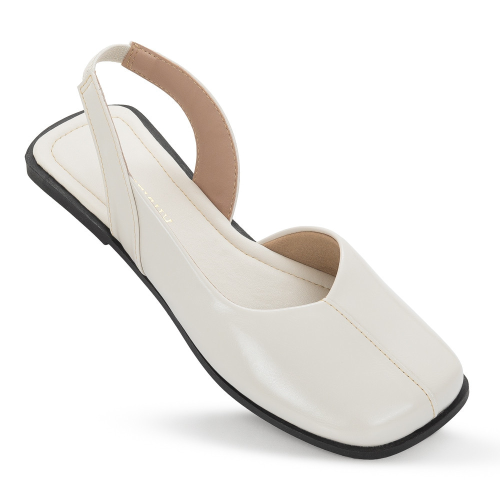 Sapatilha Slingback Feminina Macerata Mule Bico Quadrado Confortável Elegante Casual Ref: R-150