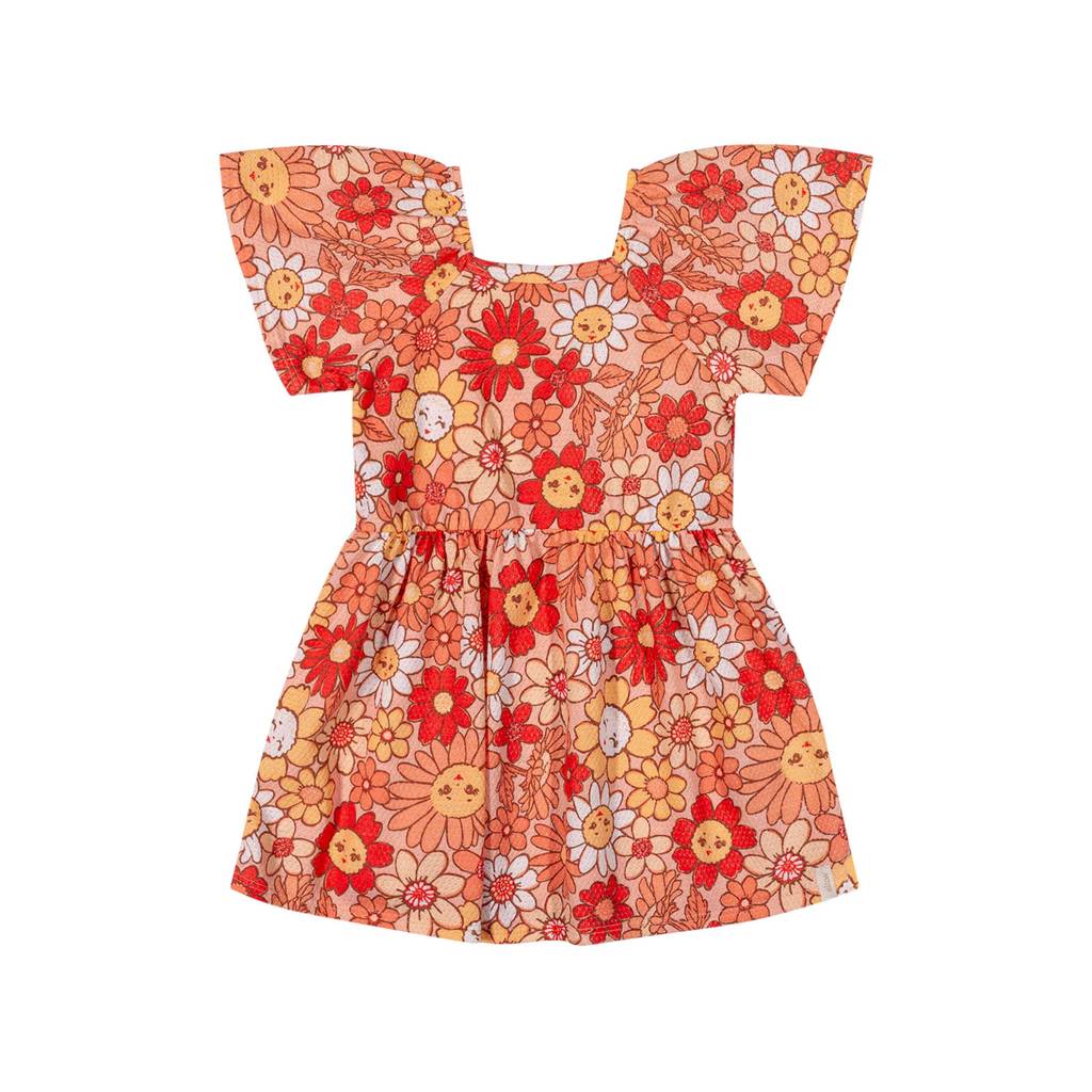 Vestido Infantil Menina Floral Alegre Elian Laranja
