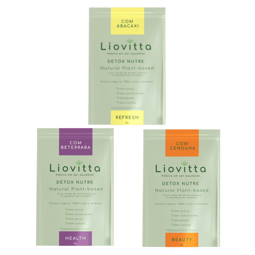 Kit 3 Detox em Pó Liofilizado Abacaxi Beterraba Cenoura