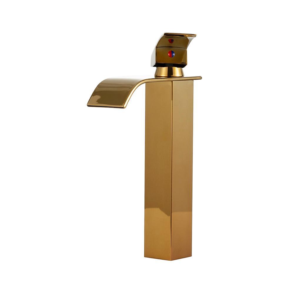 Torneira Para Banheiro Cascata Misturador Monocomando Alta Paraná Pingoo - Dourado