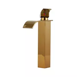 Torneira Para Banheiro Cascata Misturador Monocomando Alta Paraná Pingoo - Dourado
