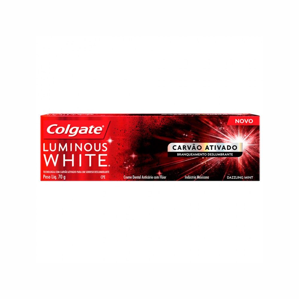 Creme Dental Colgate Luminous White Carvao Ativado 70g em Oferta na Shopee
