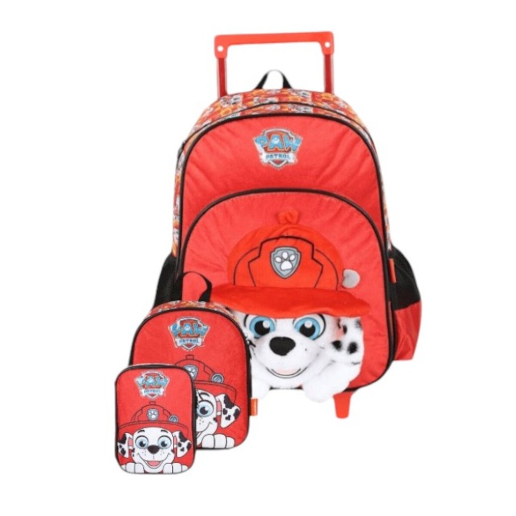 Mochila Escolar Rodinha E Costas + Lancheira + Estojo Patrulha Canina Pelúcia em Oferta na Shopee
