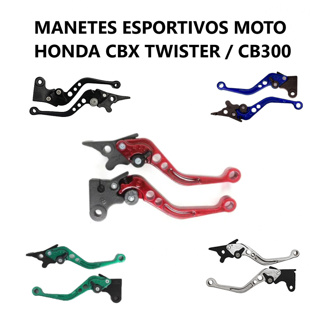 Kit Manete Esportivo Moto Honda Cbx Twister 250 CB 300 2004 até 2015 Preto Vermelho Azul Cromado