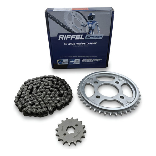 Kit Relação Transmissão Coroa Corrente Pinhão Titan Fan Start 150 2004 a 2015 Original Riffel em Oferta na Shopee