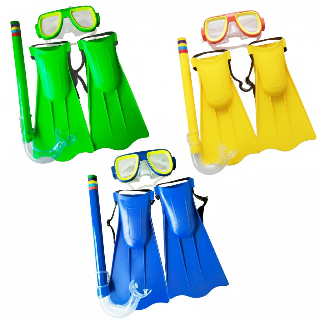 Kit Mergulho Snorkel 3 peças Completo Óculos e Pé de Pato Infantil e adulto Praia Piscina Natação -Cores Sortidas