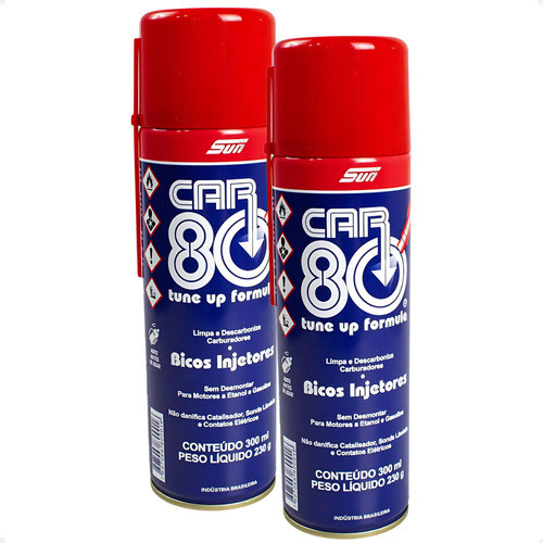 Kit Com 2 Descarbonizantes Limpa Bico Car80 Carburador Motor | Universal Para todos os Veiculos 300Ml