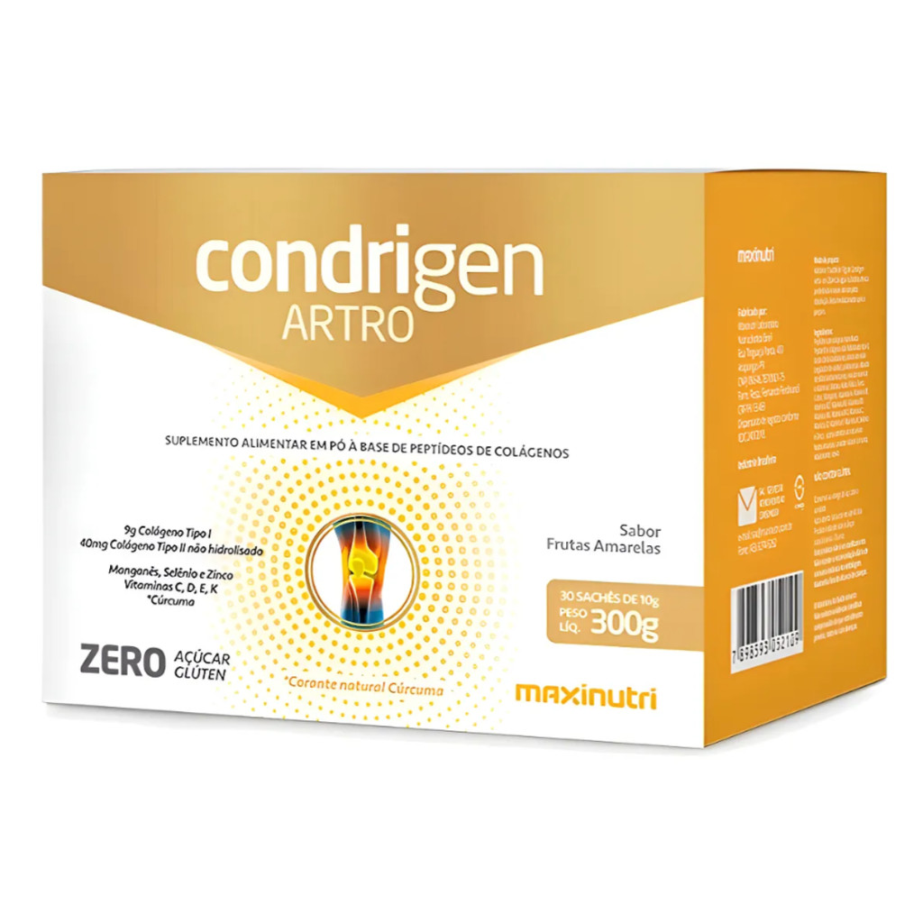 Condrigen Artro Colágeno Tipo 1 e 2 30 Sachê Maxinutri F. Am