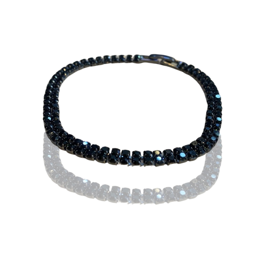 Pulseira Riviera Diamante Negro Aço Preto - Tennis Bracelet