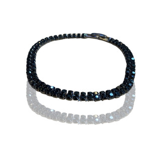 Pulseira Riviera Diamante Negro Aço Preto - Tennis Bracelet