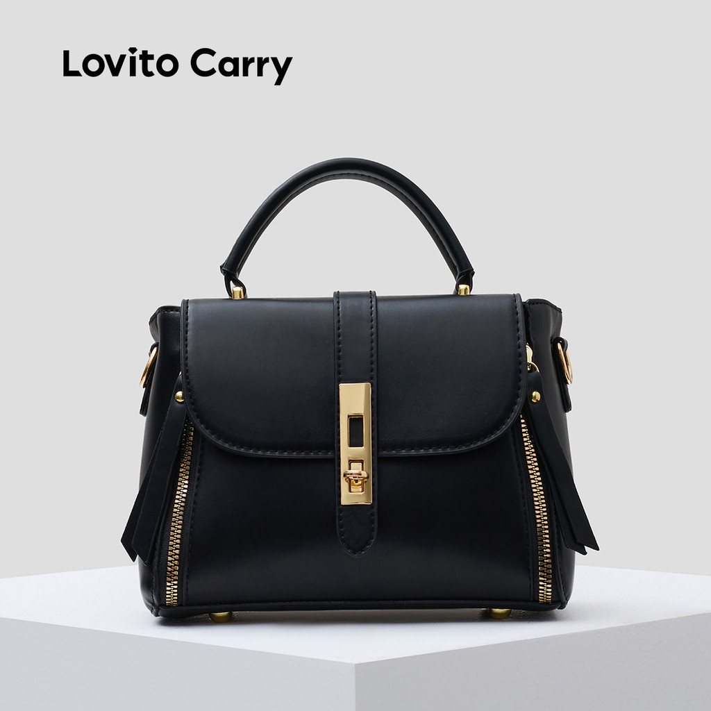 (Lovito Carry) Bolsa de Ombro Pequena Retrô Elegante em Couro Macio com Zíper LFAR3127