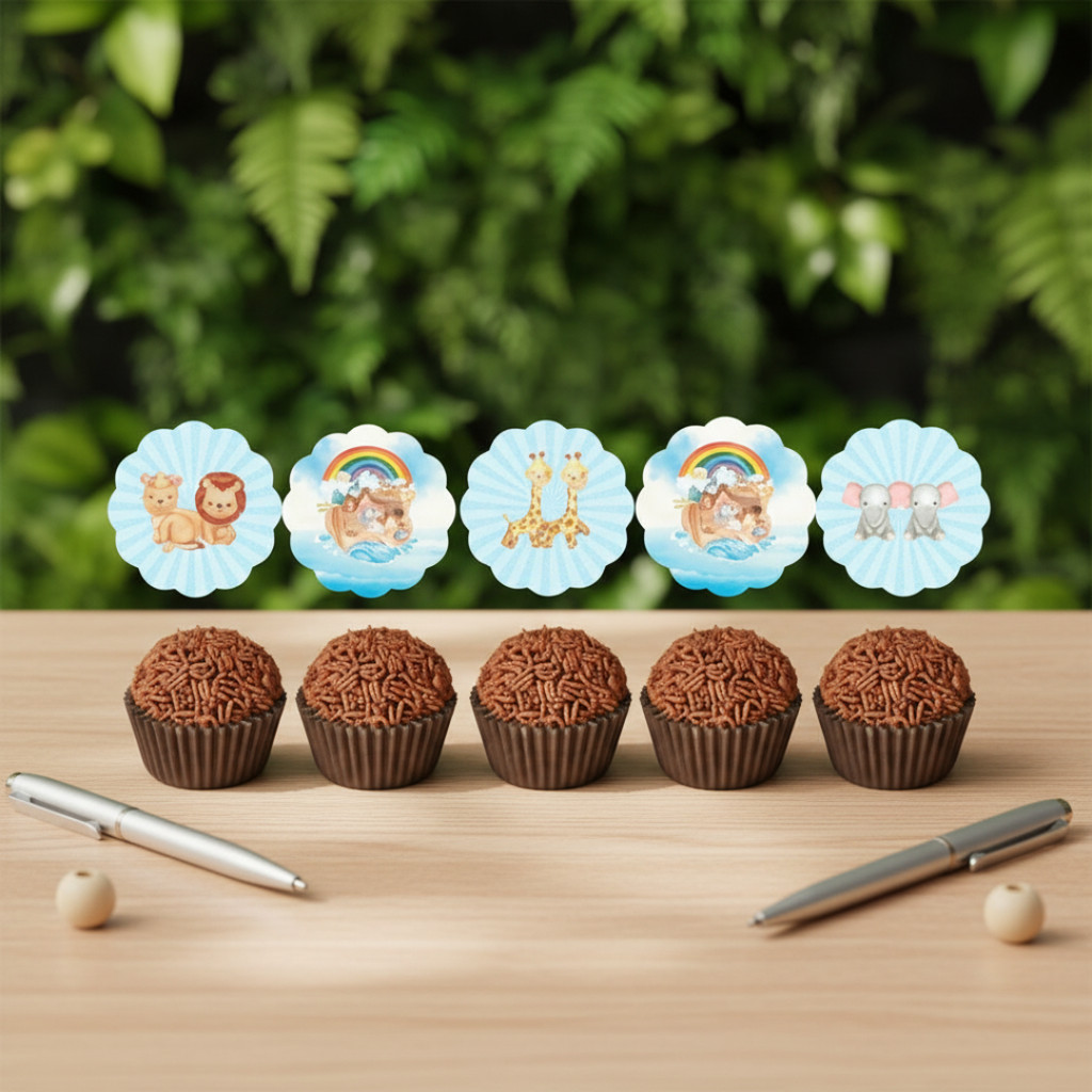 APLIQUES ARCA DE NOÉ para Topper docinhos ,brigadeiro, cupcake Tags Festa Enfeites para Aniversário