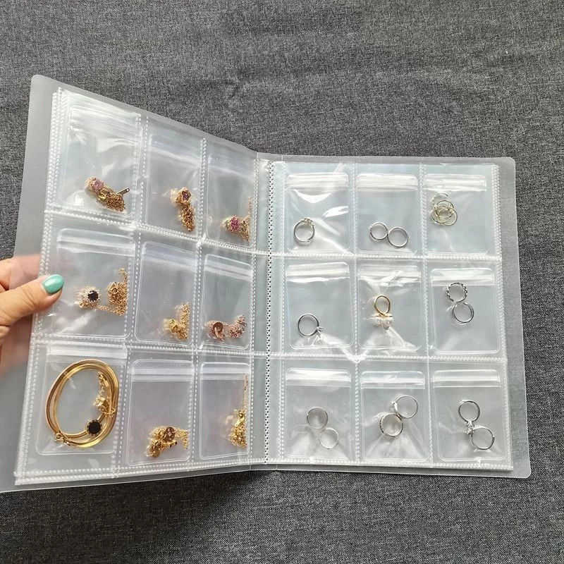 84/160 Grade Transparente Livro De Armazenamento De Jóias Auto Vedação Saco Para Colar Anel Foto Cartão Organizador em Oferta na Shopee