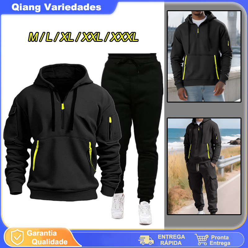 Conjunto Moletom Esportivo Masculino Outono Inverno