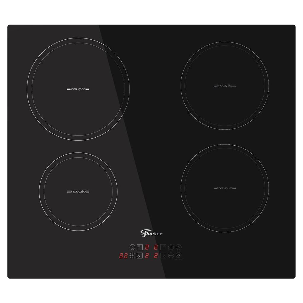 Cooktop 4 Bocas Fischer Indução Vitrocerâmica Touch Preto 22 em Oferta na Shopee
