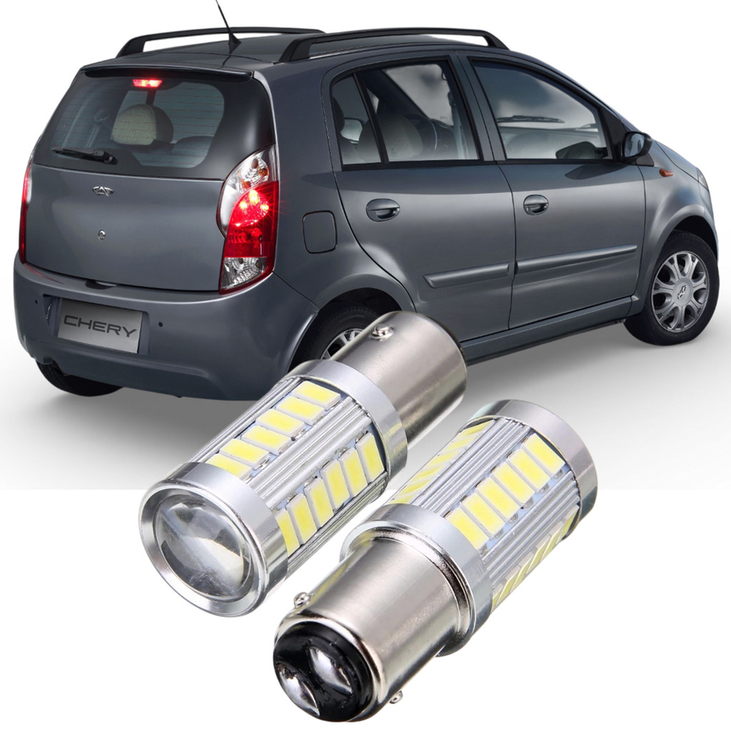 Kit Lampadas Ultra LED Premium Luz de Freio Chery Face 2 Polos 33 Leds P21/5W