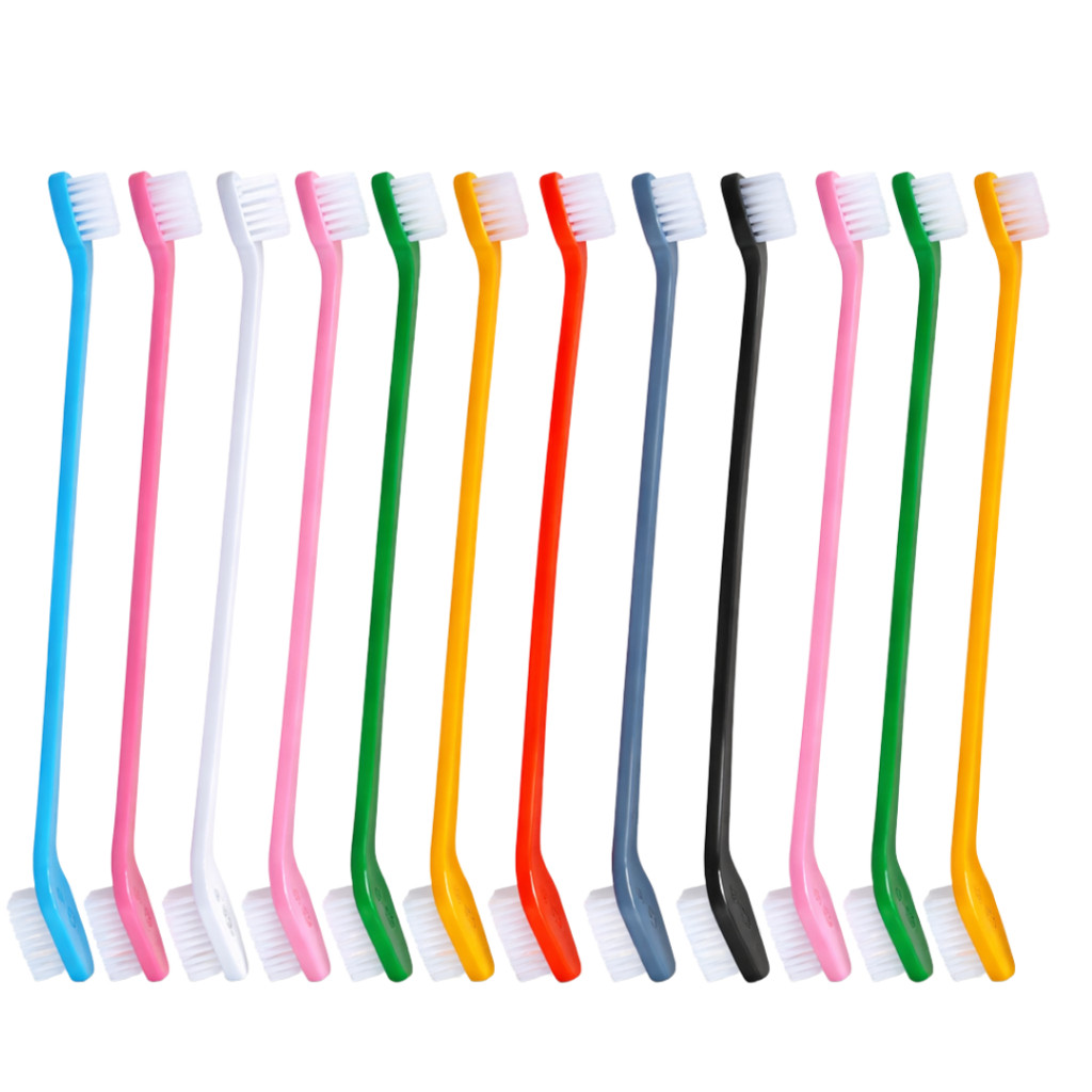 Escova De Dentes Para Animais Com Cabo Longo Dupla Face Ergonômica Colorida Higiene e Saúde