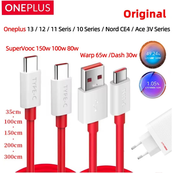 Cabo Oneplus Original Warp Supervooc Usb Tipo C 100w 80 65w De Carga Rápida Um Plus 13 11 10 Pro 9 8t Nord 5 3 lite 2t C