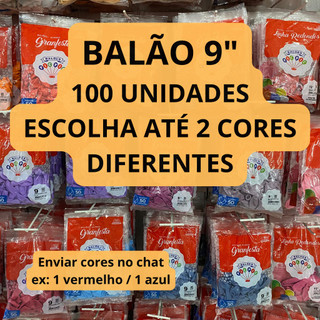 Balão Bexiga para Festa 9 polegadas 100 unidades Redondo Pic Pic 2 Pacotes