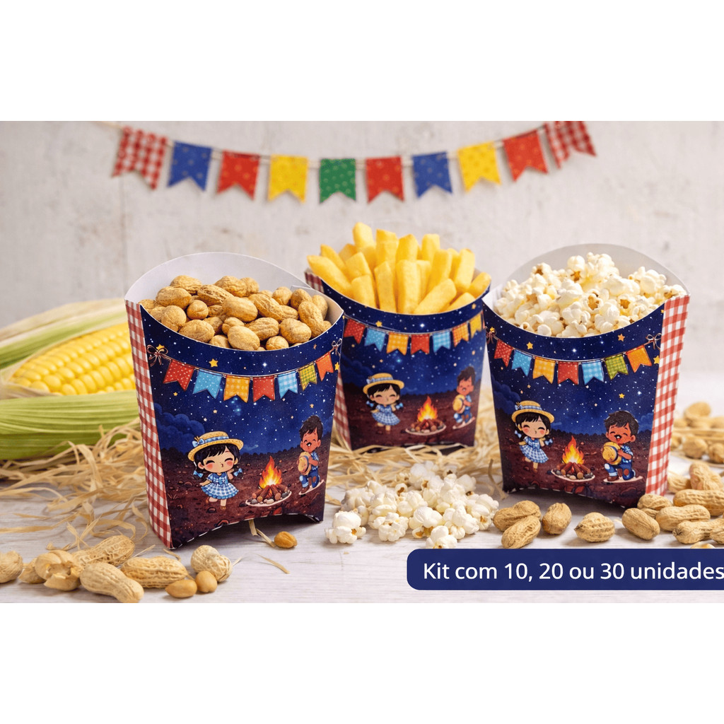 Caixa Festa Junina – Lembrancinha / Caixinha Amendoim / Batata Frita / Pipoca