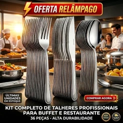 Conjunto Jogo de Talheres 36 peças Aço Inox 12 Facas 12 Garfos 12 Colheres de Mesa envio imediato