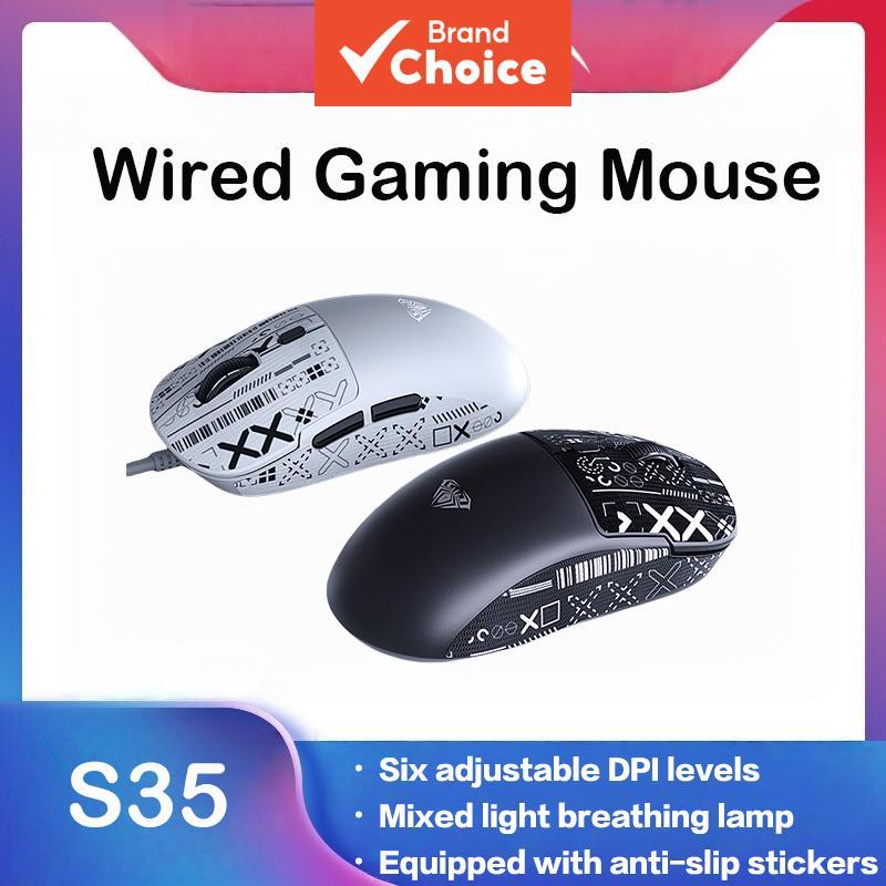 Mouse Gamer com Fio Aula S35, 1000 Hz de taxa de retorno, programação de macros, drive ergonômico e periférico para