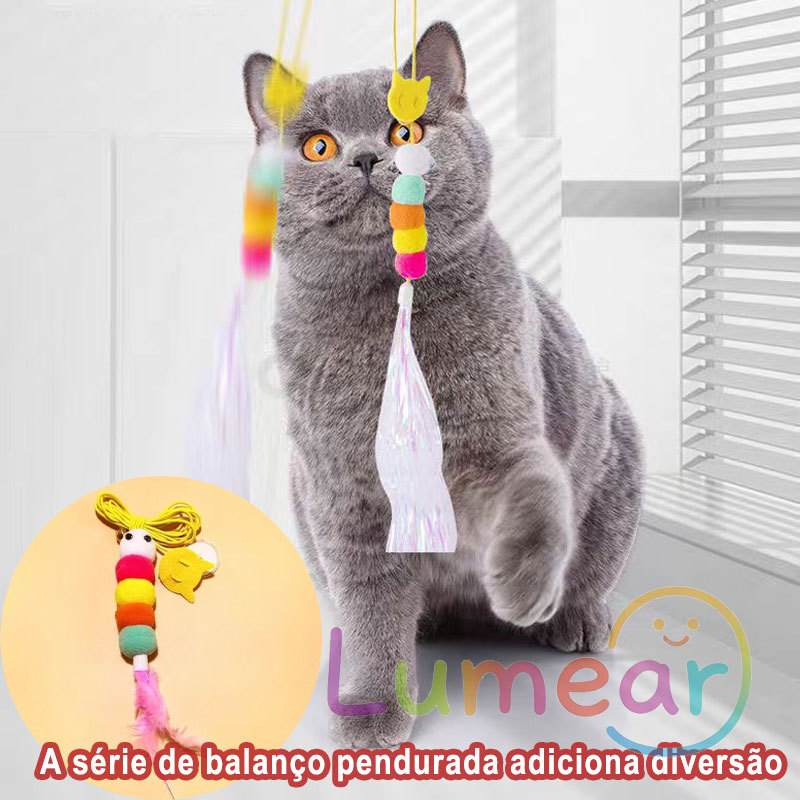 Brinquedo Interativo Gato Fixa Na Parede Teto Porta Guizo- elástico c/ ventosa de grudar