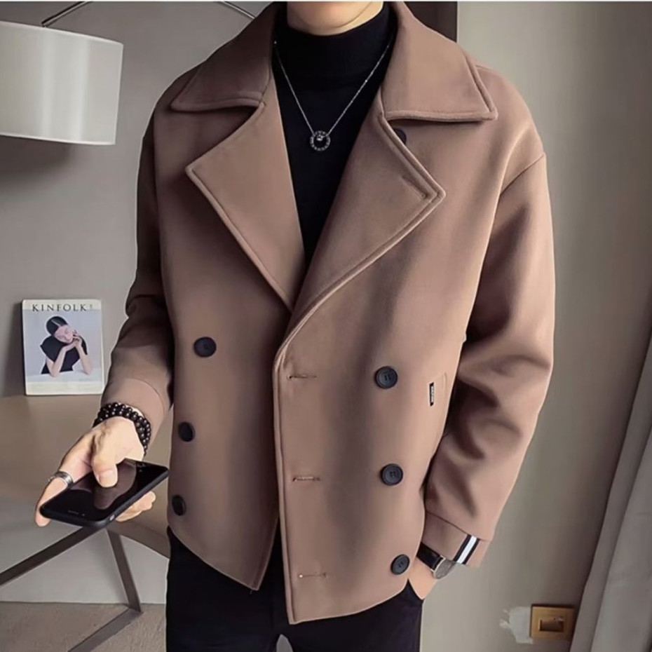 Casaco de lã para outono e inverno, sobretudo moderno estilo coreano, elegante e versátil para negócios X0713 XXLD