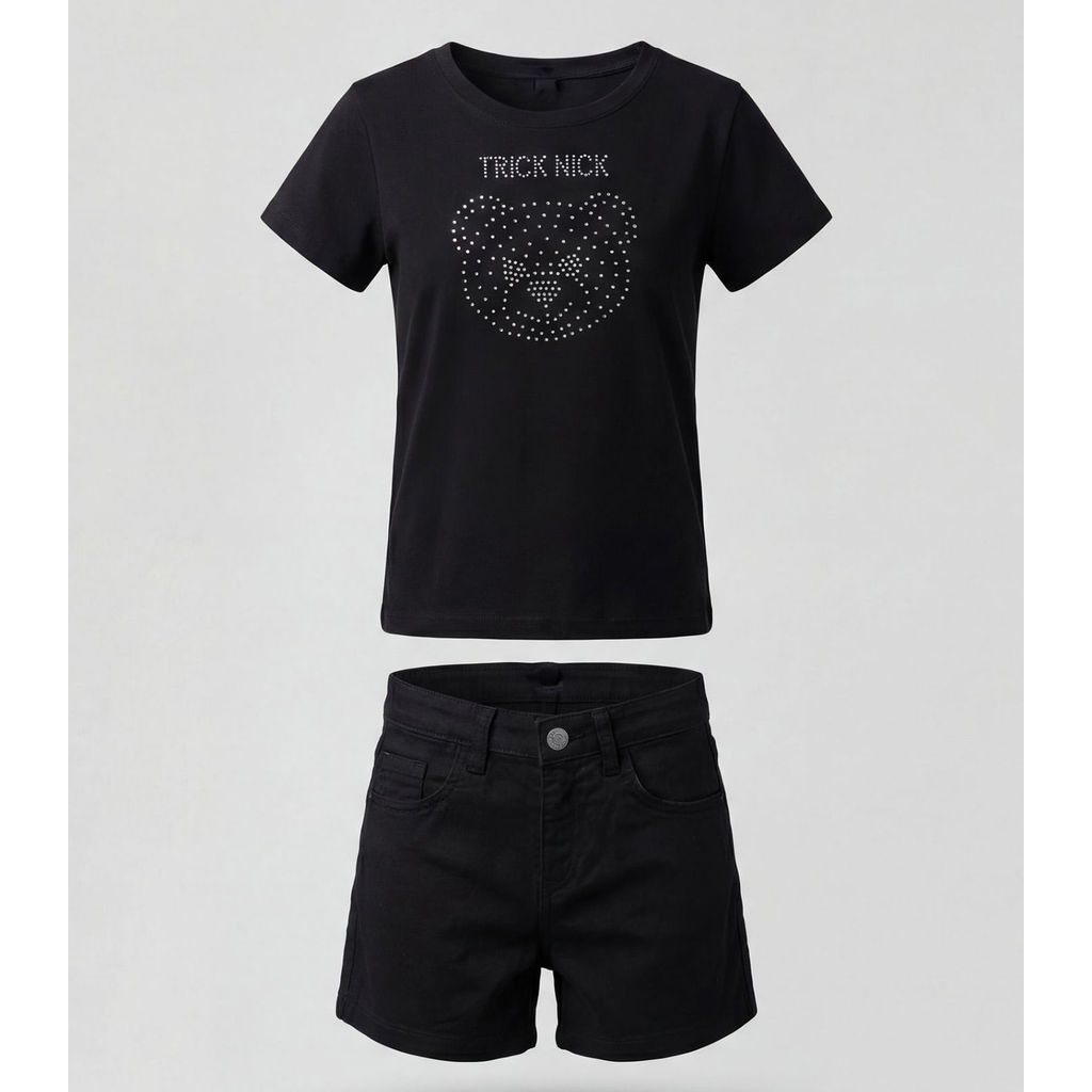 Conjunto Infantil Blusa Com Shorts Trick Nick Preto