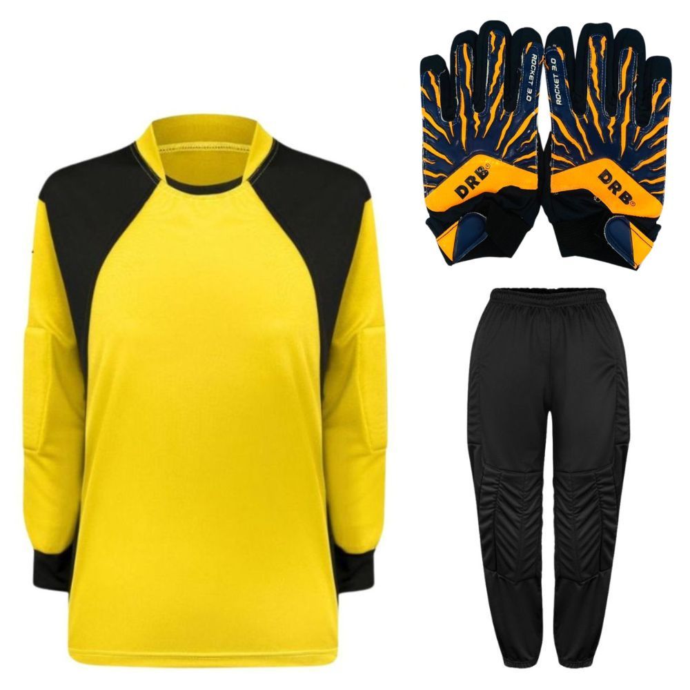 Kit de Goleiro Infantil Camisa + Calça Acolchoada + Luva DRB