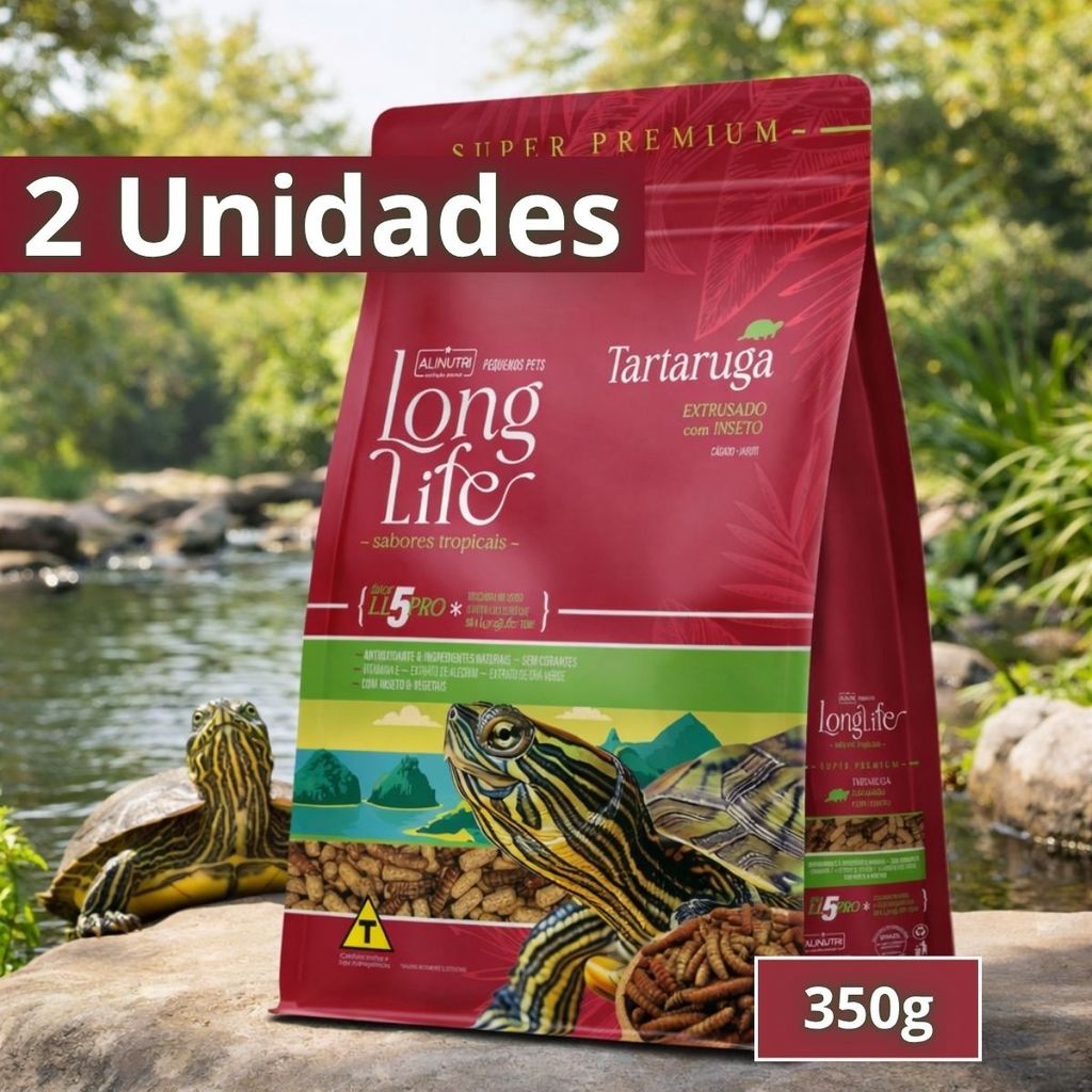 Kit 2 Unidades Sabores Tropicais Extrusada Tartaruga Inseto 350g